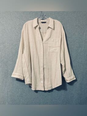 Club Z Collection Woman Striped  Cream Button-Up  long sleeves Shirt